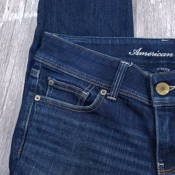 American Eagle Womens Slim Bootcut Jeans Size 6 Dark Blue Wash Stretch Pants - Picture 5 of 8